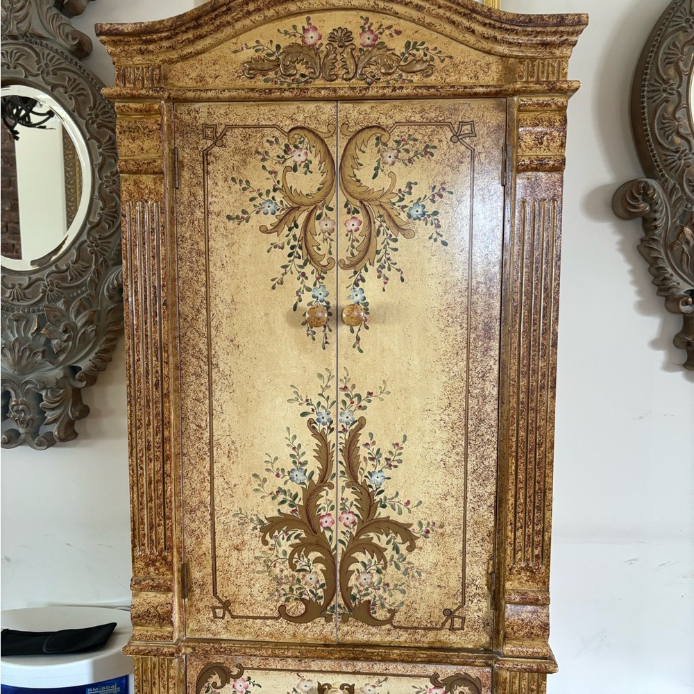 Ornate Brown and Gold Decorative Panel with Floral Accents